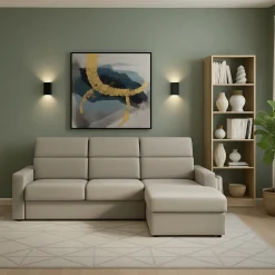 Divano Fisso con Penisola Grigio Tortora Sfoderabile Reversibile 280x160 cm, Idrorepellente Multiposizione Made in Italy - Vigonovo