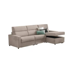 Divano Fisso con Penisola Grigio Tortora Sfoderabile Reversibile 280x160 cm, Idrorepellente Multiposizione Made in Italy - Vigonovo