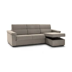 Divano Fisso con Penisola Grigio Tortora Sfoderabile Reversibile 285x160 cm, Idrorepellente Multiposizione Made in Italy - Cintano