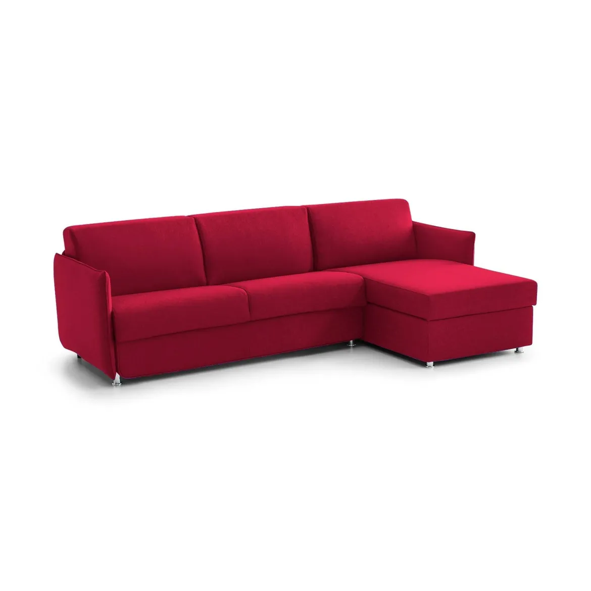 Divano Fisso con Penisola Rosso Sfoderabile Reversibile 260x160 cm, Idrorepellente Multiposizione Made in Italy - Posina