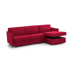 Divano Fisso con Penisola Rosso Sfoderabile Reversibile 260x160 cm, Idrorepellente Multiposizione Made in Italy - Posina