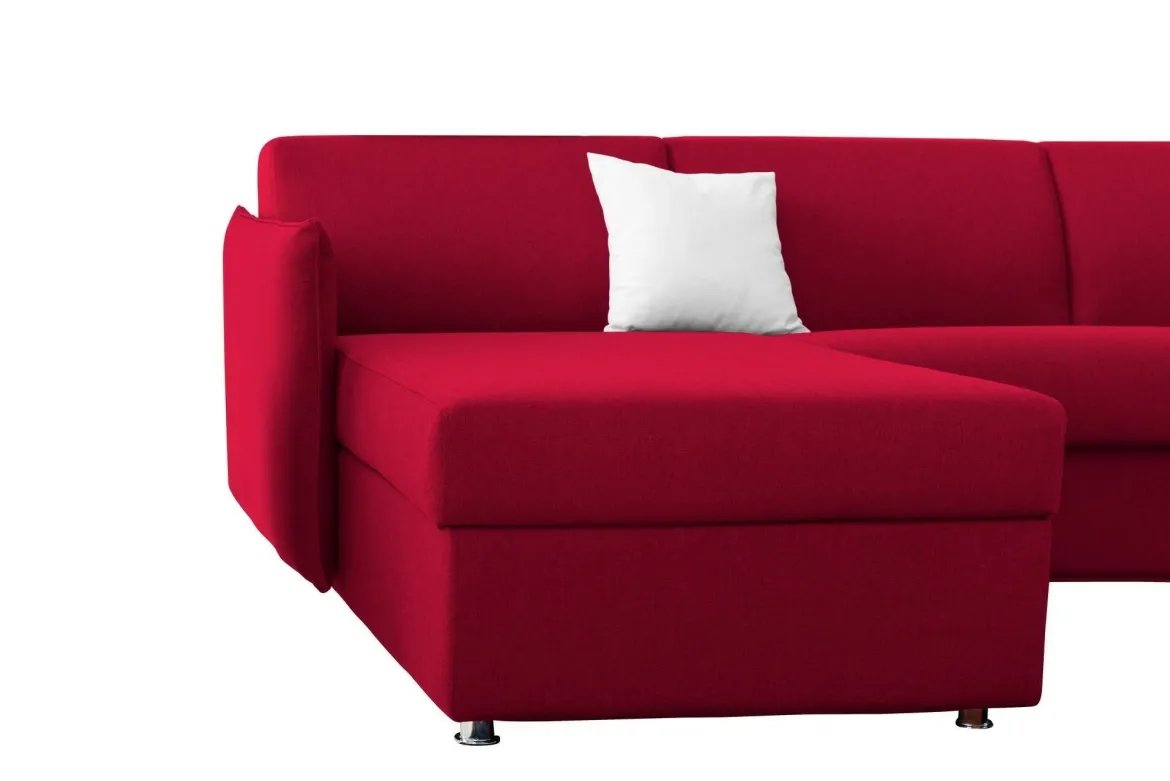 Divano Fisso con Penisola Rosso Sfoderabile Reversibile 260x160 cm, Idrorepellente Multiposizione Made in Italy - Posina