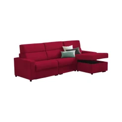 Divano Fisso con Penisola Rosso Sfoderabile Reversibile 285x160 cm, Idrorepellente Multiposizione Made in Italy - Ceto