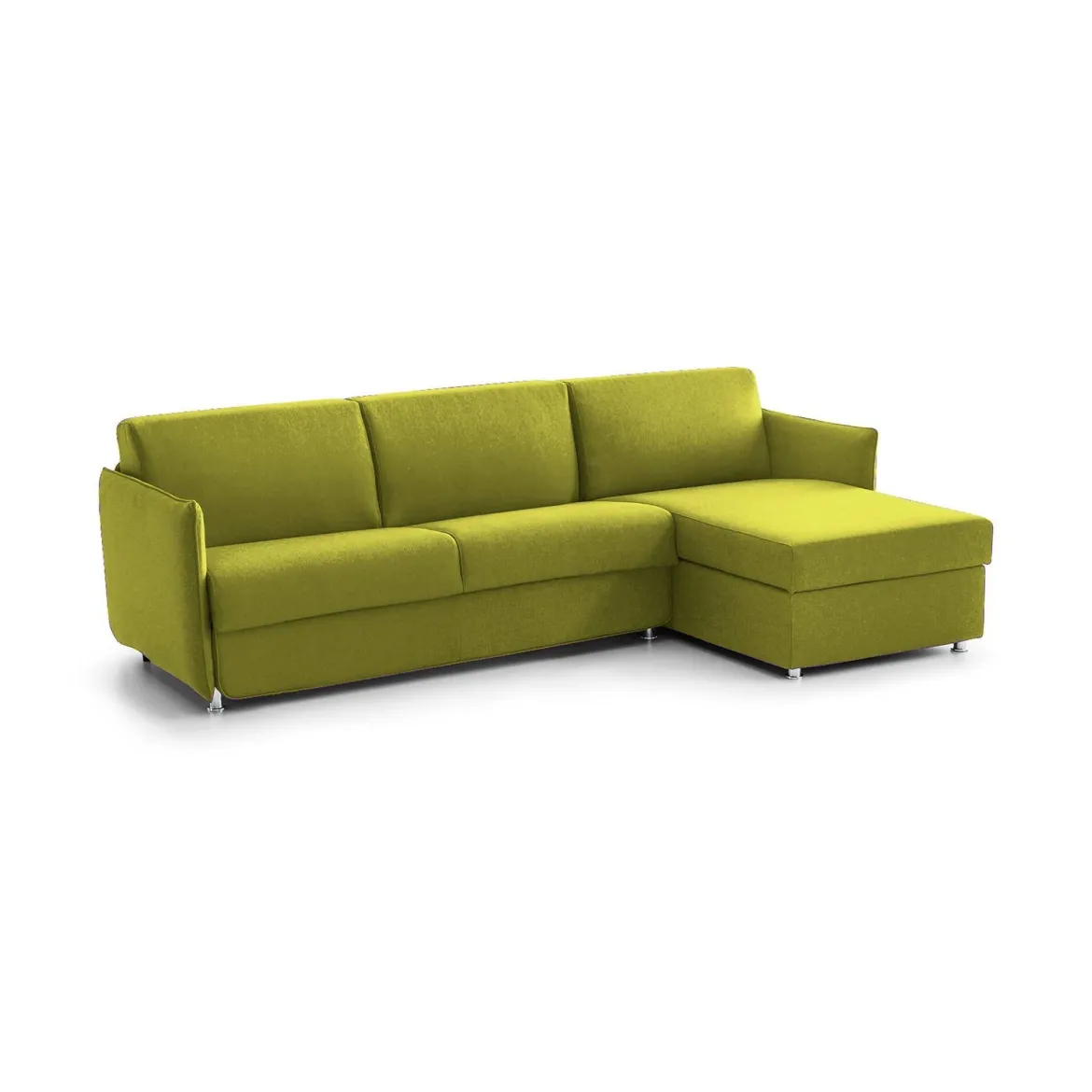 Divano Fisso con Penisola Verde Sfoderabile Reversibile 260x160 cm, Idrorepellente Multiposizione Made in Italy - Posina