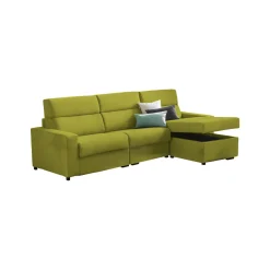 Divano Fisso con Penisola Verde Sfoderabile Reversibile 280x160 cm, Idrorepellente Multiposizione Made in Italy - Vigonovo