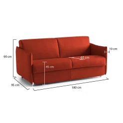 Divano Fisso 2 Posti Arancione Sfoderabile Idrorepellente 185x95x100h cm, Lavabile Made in Italy - Lapio
