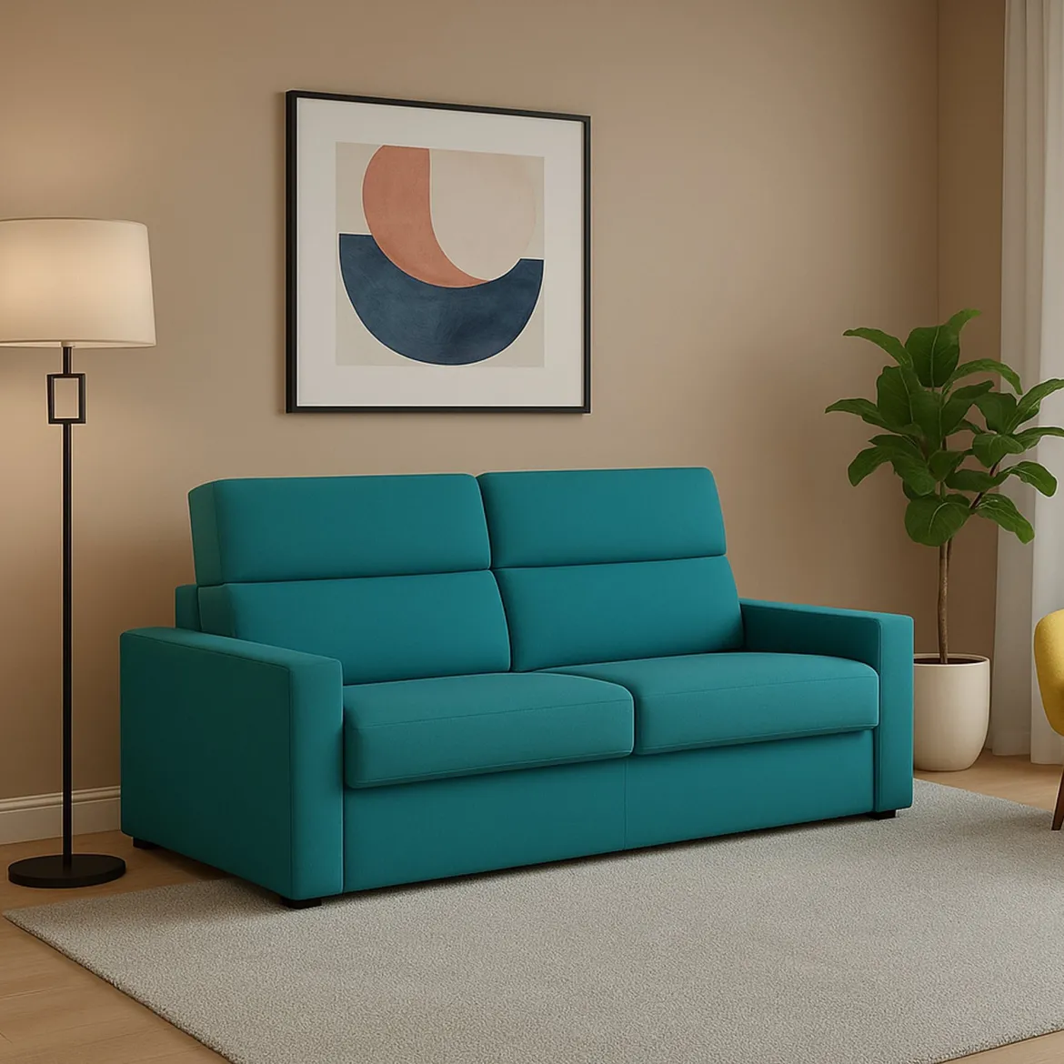 Divano Fisso 2 Posti Azzurro Sfoderabile Idrorepellente 180x95x100h cm, Lavabile Made in Italy - Vialfre