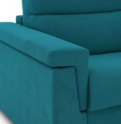Divano Fisso 2 Posti Azzurro Sfoderabile Idrorepellente 185x95x100h cm, Lavabile Made in Italy - Pisogne