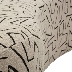 Divano Fisso 2 Posti Beige Nero Disegni Geometrici Posti a Sedere 2 93x45x178h cm, Colore Struttura Nero - Dadato