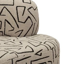 Divano Fisso 2 Posti Beige Nero Disegni Geometrici Posti a Sedere 2 93x45x178h cm, Colore Struttura Nero - Dadato