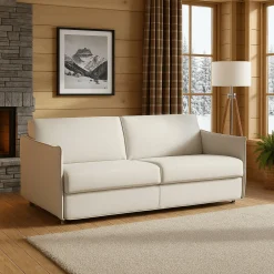 Divano Fisso 2 Posti Beige Sfoderabile Idrorepellente 160x95x90h cm, Lavabile Made in Italy - Monleale