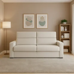 Divano Fisso 2 Posti Beige Sfoderabile Idrorepellente 200x95x100h cm, Lavabile Made in Italy - Letino
