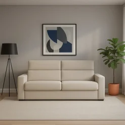 Divano Fisso 3 Posti Beige Sfoderabile Lavabile 220x95 cm, Braccioli Made in Italy - Ozegna
