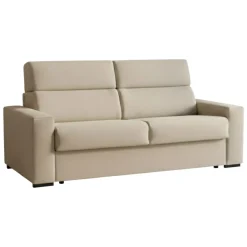 Divano Fisso 3 Posti Beige Sfoderabile Lavabile 220x95 cm, Braccioli Made in Italy - Ozegna