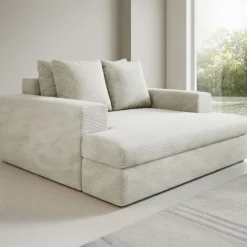 Divano Fisso 2 Posti Bianco Crema Cuscini Sfoderabili Braccioli 162x167x86h cm, Posti a Sedere 2 - Comazzo
