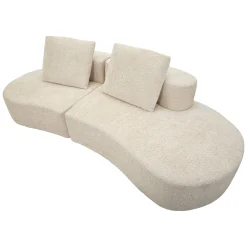 Divano Fisso 2 Posti Bianco Crema Rivestimento in Tessuto Bouclè Posti a Sedere 2 40x43x115h cm, Cuscini Inclusi - Masule