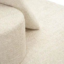 Divano Fisso 2 Posti Bianco Crema oro Effetto Velluto Trapuntato Cuscini Inclusi 130x83x91h cm, Braccioli - Diskit