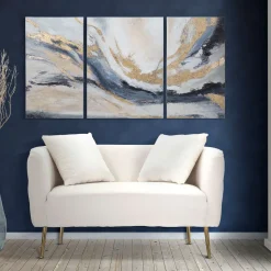Divano Fisso 2 Posti Bianco oro Effetto Velluto Cuscini Inclusi 127x74x71h cm, Braccioli - Dingle