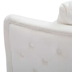 Divano Fisso 2 Posti Bianco oro Effetto Velluto Cuscini Inclusi 127x74x71h cm, Braccioli - Dingle