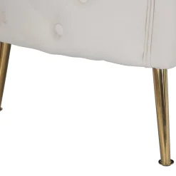 Divano Fisso 2 Posti Bianco oro Effetto Velluto Cuscini Inclusi 127x74x71h cm, Braccioli - Dingle