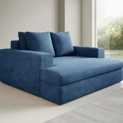 Divano Fisso 2 Posti blu Cuscini Sfoderabili Braccioli 162x167x86h cm, Posti a Sedere 2 - Comazzo