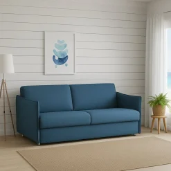 Divano Fisso 2 Posti blu Sfoderabile Idrorepellente 160x95x90h cm, Lavabile Made in Italy - Monleale