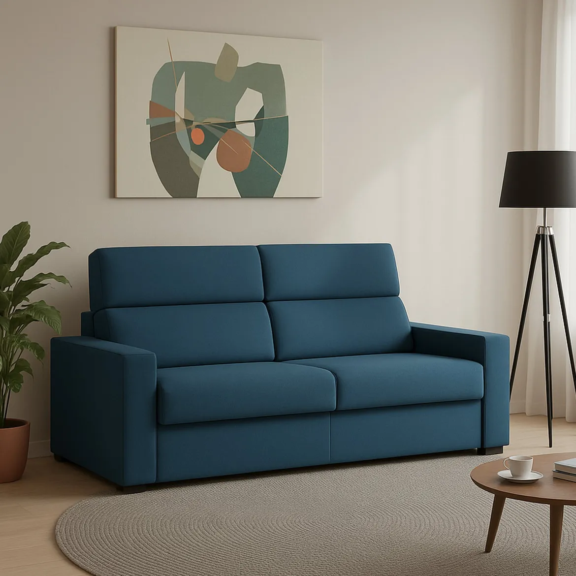 Divano Fisso 2 Posti blu Sfoderabile Idrorepellente 180x95x90h cm, Lavabile Made in Italy - Varedo