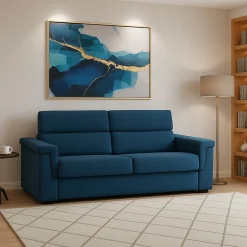 Divano Fisso 2 Posti blu Sfoderabile Idrorepellente 185x95x100h cm, Lavabile Made in Italy - Lapio
