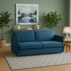 Divano Fisso 3 Posti blu Sfoderabile Lavabile 200x95 cm, Braccioli Made in Italy - Severo