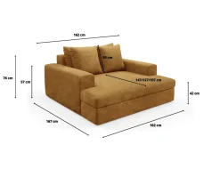 Divano Fisso 2 Posti Giallo Ocra Cuscini Sfoderabili Braccioli 162x167x86h cm, Posti a Sedere 2 - Comazzo