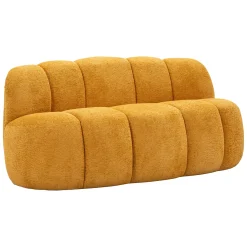 Divano Fisso 2 Posti Giallo Senape Posti a Sedere 2 Materiale Struttura in Legno Nobilitato 82x58x147h cm, Altezza Seduta 40 cm - Alchi
