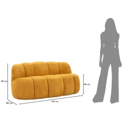 Divano Fisso 2 Posti Giallo Senape Posti a Sedere 2 Materiale Struttura in Legno Nobilitato 82x58x147h cm, Altezza Seduta 40 cm - Alchi