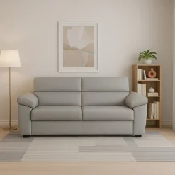 Divano Fisso 2 Posti Grigio Chiaro Sfoderabile Idrorepellente 205x95x100h cm, Lavabile Made in Italy - Gorreto