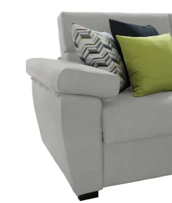 Divano Fisso 2 Posti Grigio Chiaro Sfoderabile Idrorepellente 205x95x100h cm, Lavabile Made in Italy - Gorreto