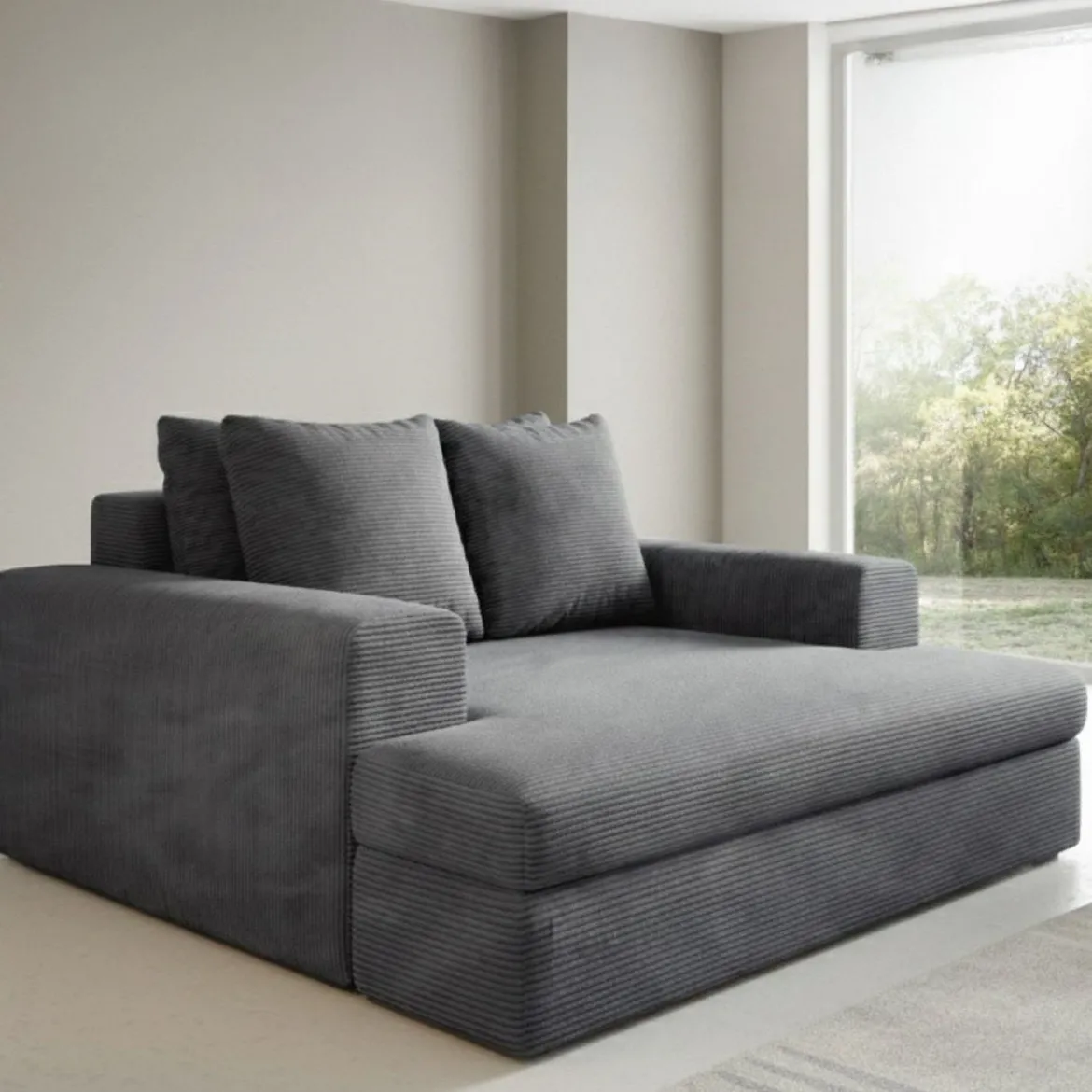 Divano Fisso 2 Posti Grigio Scuro Cuscini Sfoderabili Braccioli 162x167x86h cm, Posti a Sedere 2 - Comazzo