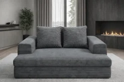 Divano Fisso 2 Posti Grigio Scuro Cuscini Sfoderabili Braccioli 162x167x86h cm, Posti a Sedere 2 - Comazzo