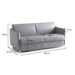 Divano Fisso 2 Posti Grigio Sfoderabile Idrorepellente 180x95x90h cm, Lavabile Made in Italy - Varedo
