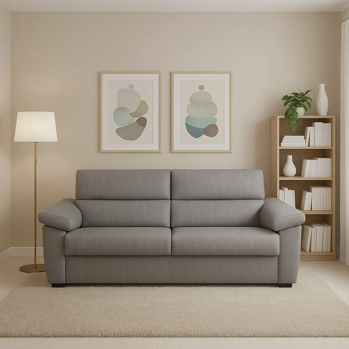 Divano Fisso 2 Posti Grigio Sfoderabile Idrorepellente 200x95x100h cm, Lavabile Made in Italy - Letino