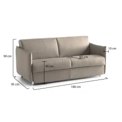 Divano Fisso 2 Posti Grigio Tortora Sfoderabile Idrorepellente 185x95x100h cm, Lavabile Made in Italy - Lapio