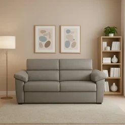 Divano Fisso 2 Posti Grigio Tortora Sfoderabile Idrorepellente 185x95x100h cm, Lavabile Made in Italy - Pisogne