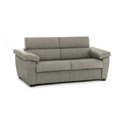 Divano Fisso 2 Posti Grigio Tortora Sfoderabile Idrorepellente 205x95x100h cm, Lavabile Made in Italy - Gorreto