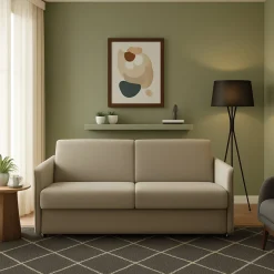 Divano Fisso 3 Posti Grigio Tortora Sfoderabile Lavabile 200x95 cm, Braccioli Made in Italy - Severo