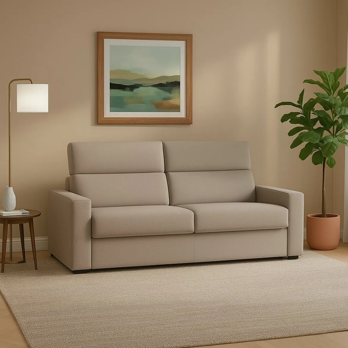 Divano Fisso 3 Posti Grigio Tortora Sfoderabile Lavabile 225x95 cm, Braccioli Made in Italy - Cantu