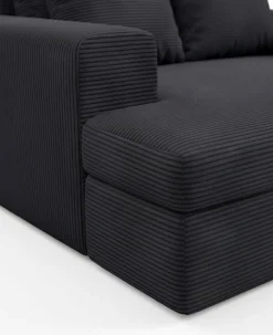 Divano Fisso 2 Posti Nero Cuscini Sfoderabili Braccioli 162x167x86h cm, Posti a Sedere 2 - Comazzo