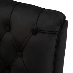 Divano Fisso 2 Posti Nero oro Effetto Velluto Trapuntato Braccioli 130x83x91h cm, Cuscini Inclusi - Diskit