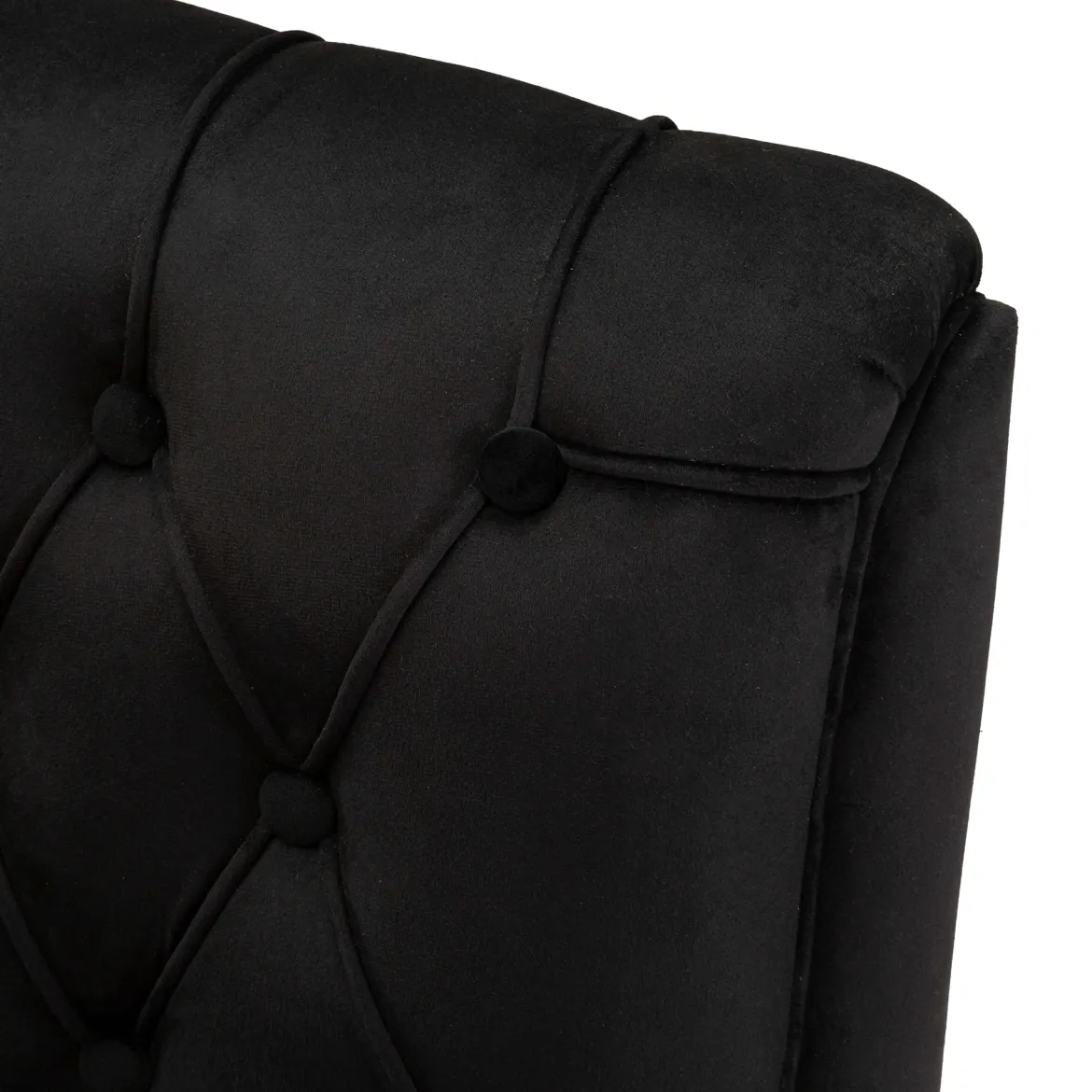 Divano Fisso 2 Posti Nero oro Effetto Velluto Trapuntato Braccioli 130x83x91h cm, Cuscini Inclusi - Diskit