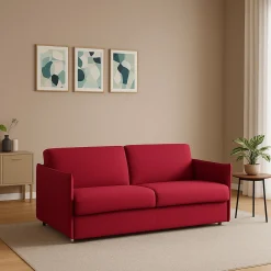 Divano Fisso 2 Posti Rosso Sfoderabile Idrorepellente 160x95x90h cm, Lavabile Made in Italy - Monleale