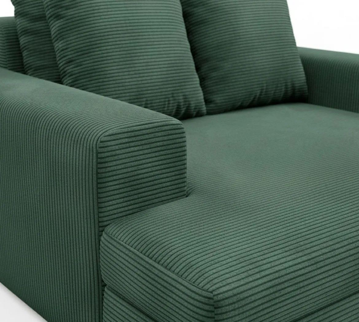 Divano Fisso 2 Posti Verde Cuscini Sfoderabili Braccioli 162x167x86h cm, Posti a Sedere 2 - Comazzo