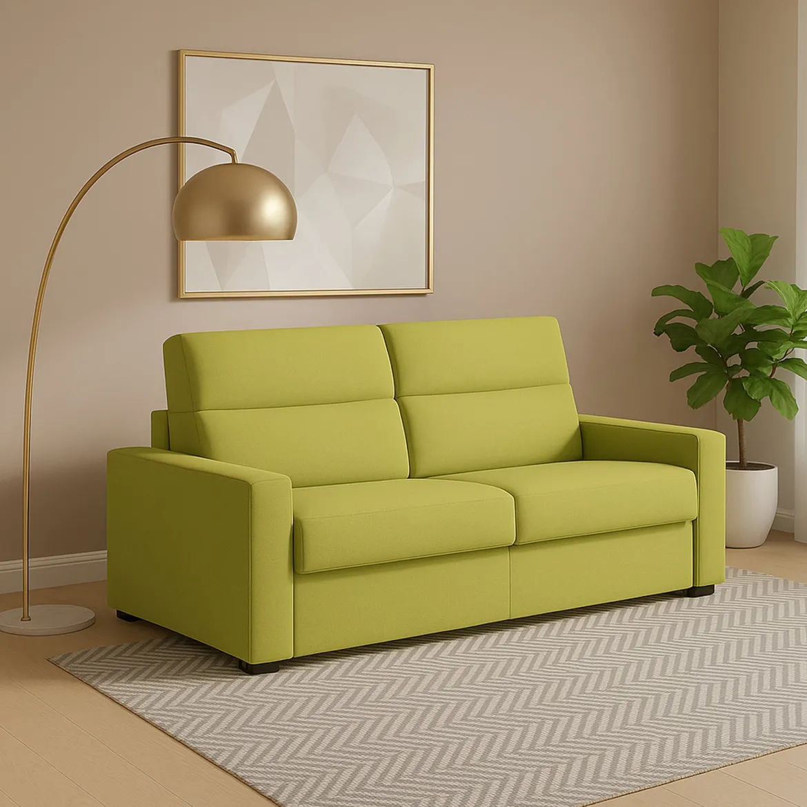 Divano Fisso 2 Posti Verde Sfoderabile Idrorepellente 180x95x90h cm, Lavabile Made in Italy - Varedo