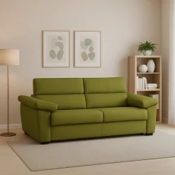 Divano Fisso 2 Posti Verde Sfoderabile Idrorepellente 205x95x100h cm, Lavabile Made in Italy - Gorreto